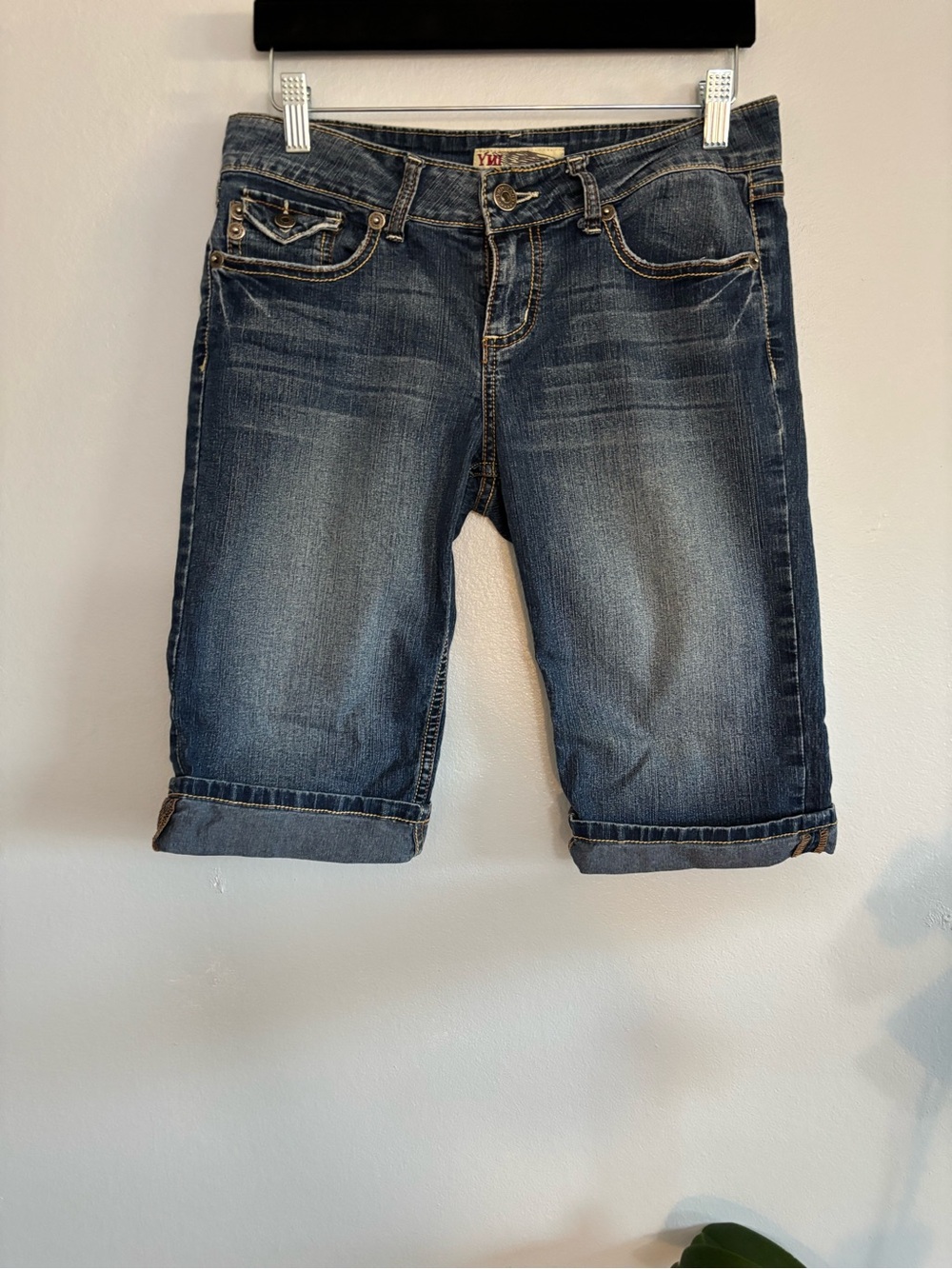 YMI Indigo Blue Denim Shorts with Contrast Stitching